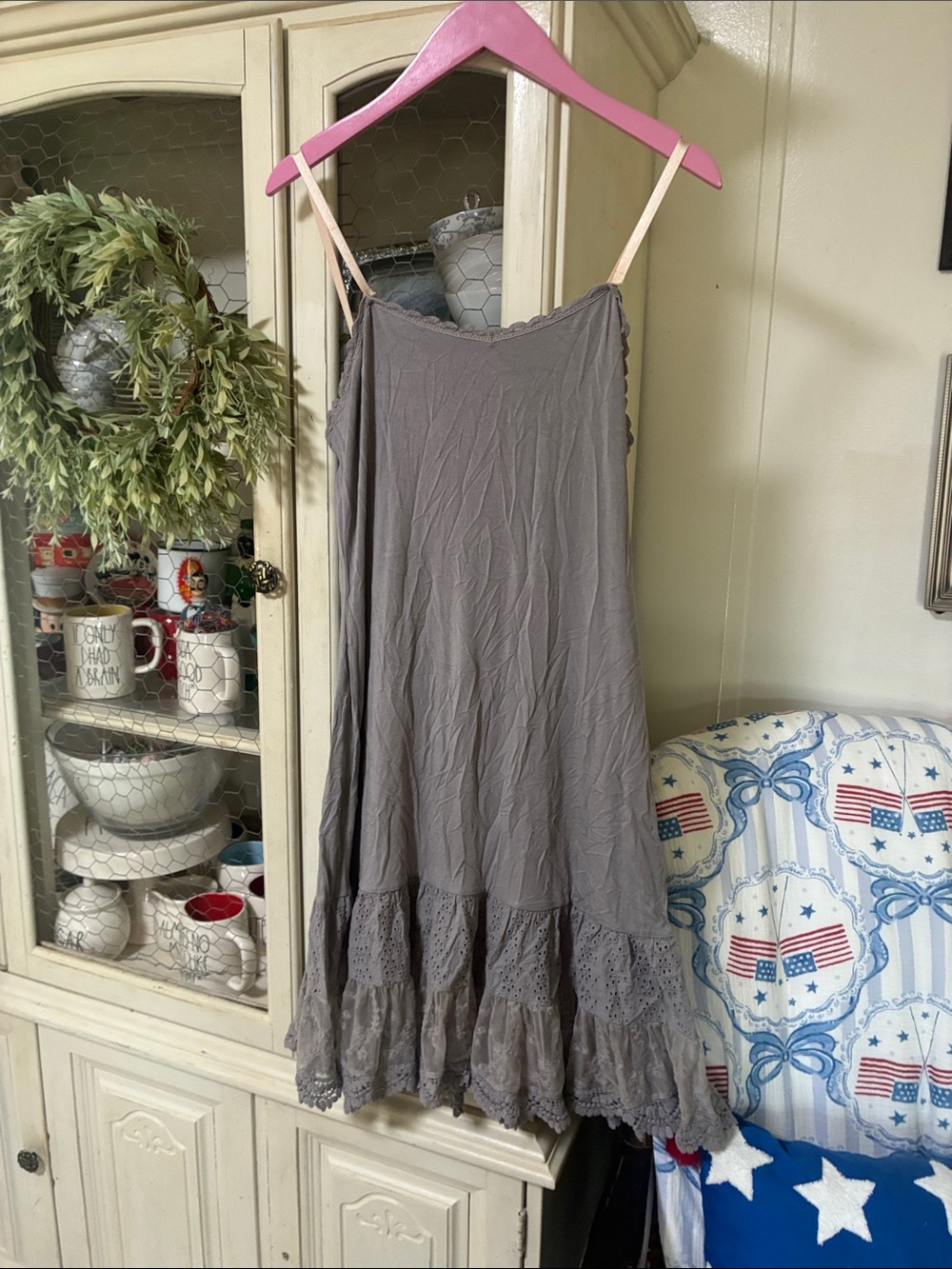 Matilda Jane Taupe Lace-Trim Maxi Slip Skirt
